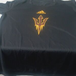 Adidas Men's Black Tee with Gold Graphic